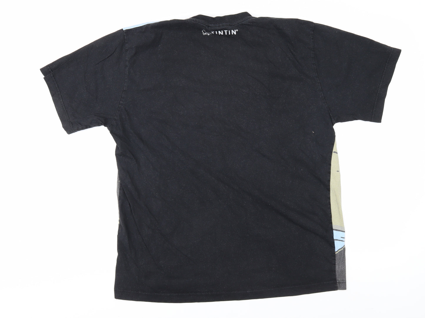 Tintin Men's Comic Graphic T-Shirt L Black, Multicoloured