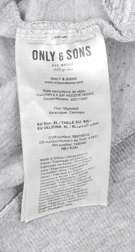 Only & Sons Men's Grey Full Zip Hoodie XL