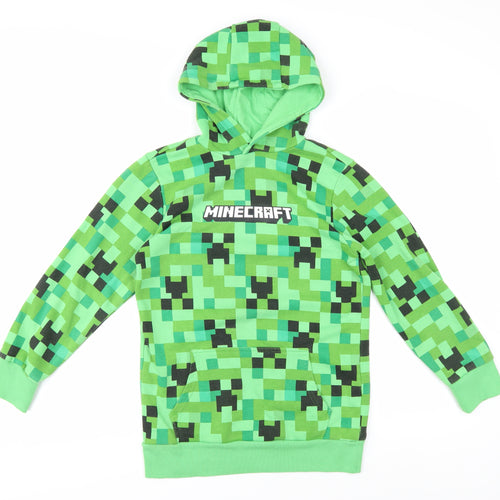 Primark Boys Green Printed Pullover Hoodie, Age 10-11