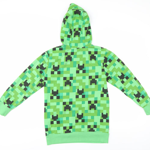 Primark Boys Green Printed Pullover Hoodie, Age 10-11