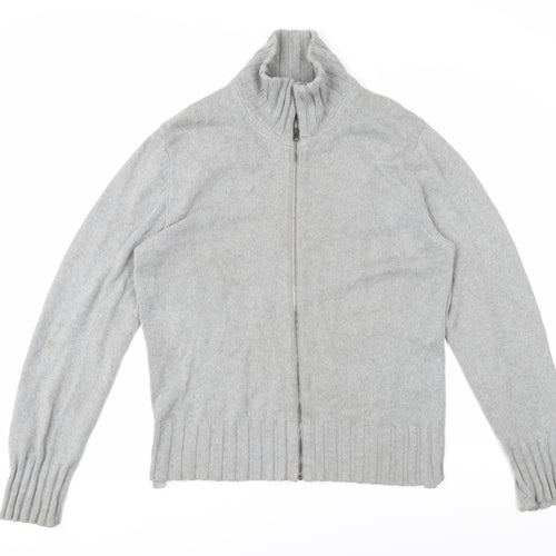 Nicole Farhi Men's Grey Full Zip High Neck Jumper L