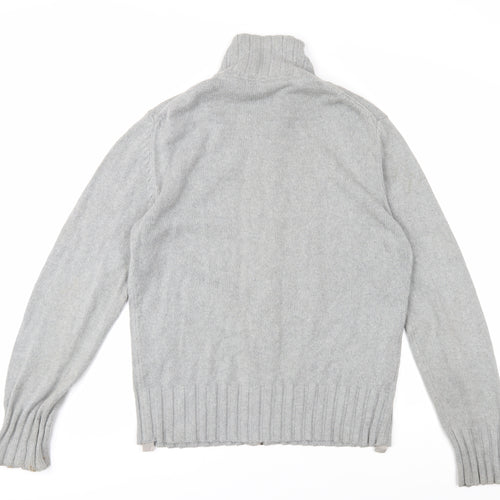 Nicole Farhi Men's Grey Full Zip High Neck Jumper L