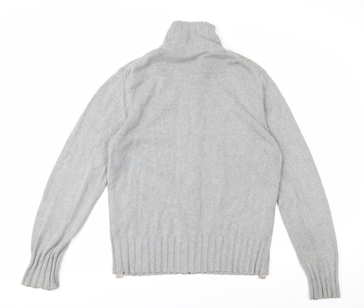 Nicole Farhi Men's Grey Full Zip High Neck Jumper L