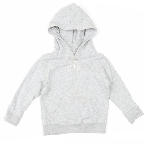 GAP Boys Grey Pullover Hoodie, Size 5 Years, Casual Comfort