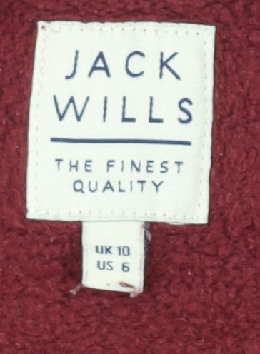 Jack Wills Women's Red Full Zip Hoodie, Size 10