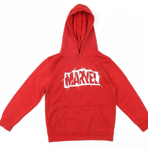 Primark Boys Red Marvel Hoodie 9-10 Yrs Fleece Pullover