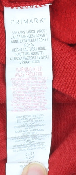 Primark Boys Red Marvel Hoodie 9-10 Yrs Fleece Pullover