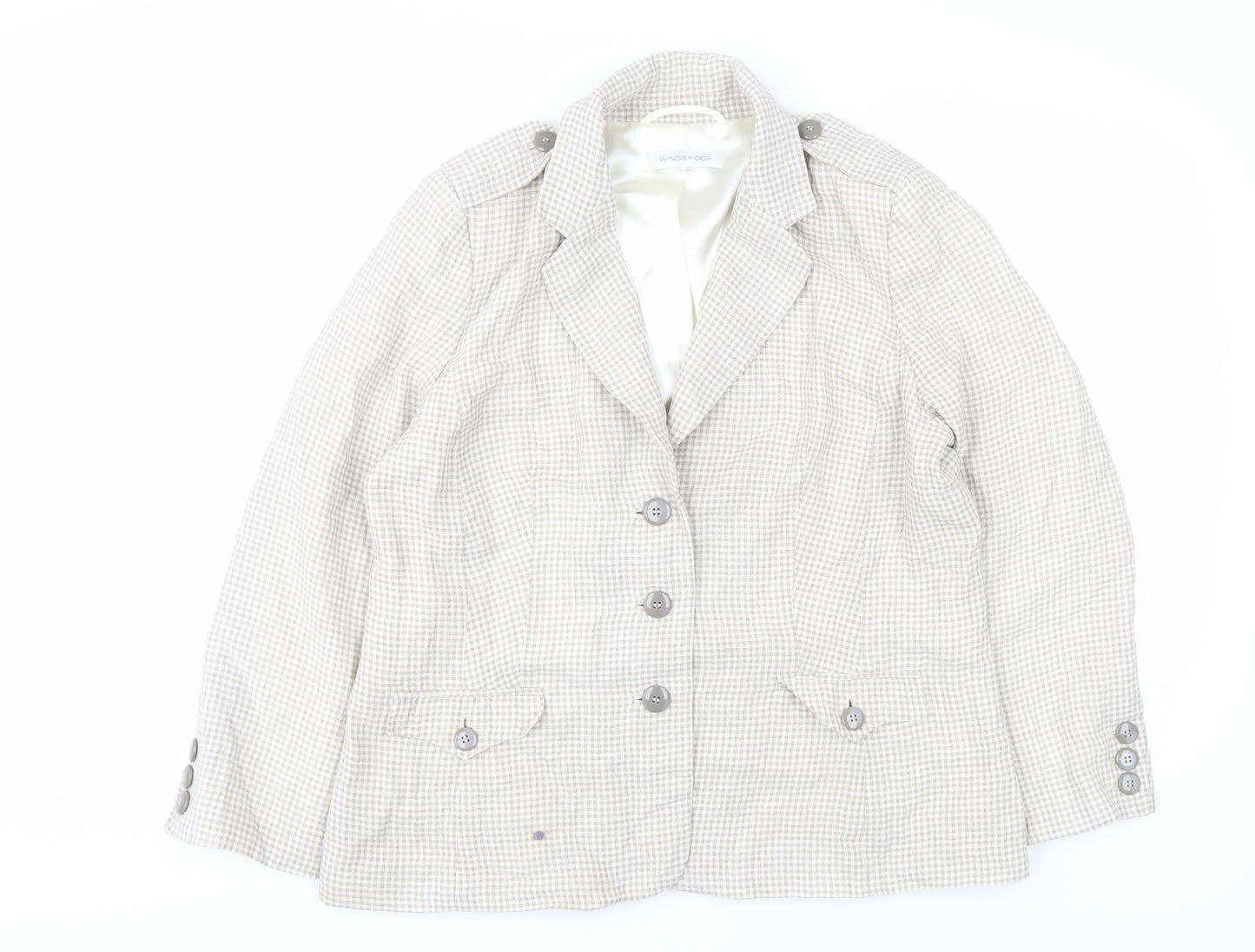 Windsmoor Women's Beige Check Linen Suit Jacket