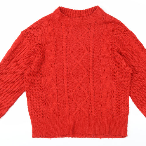 Brave Soul Women's Red Cable-Knit Jumper Size 8