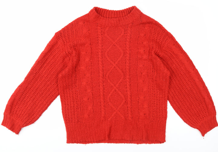 Brave Soul Women's Red Cable-Knit Jumper Size 8