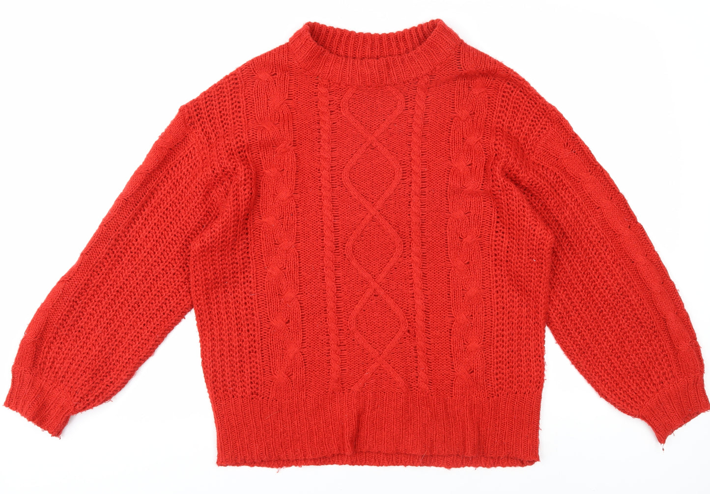 Brave Soul Women's Red Cable-Knit Jumper Size 8