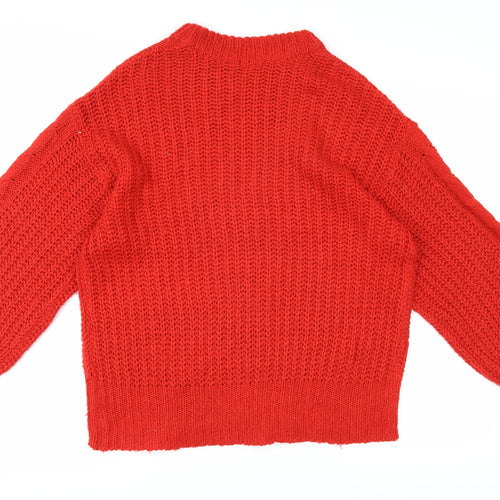 Brave Soul Women's Red Cable-Knit Jumper Size 8