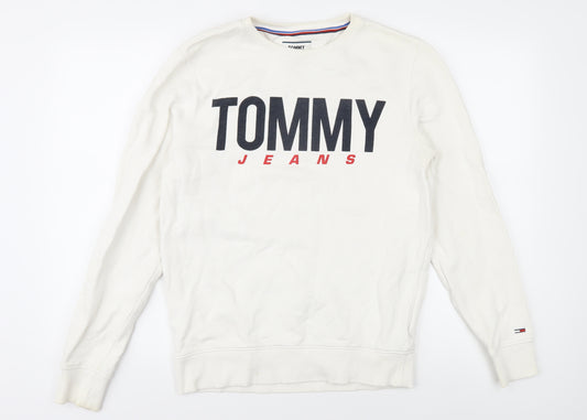 Tommy Jeans Men's White Pullover Jumper S