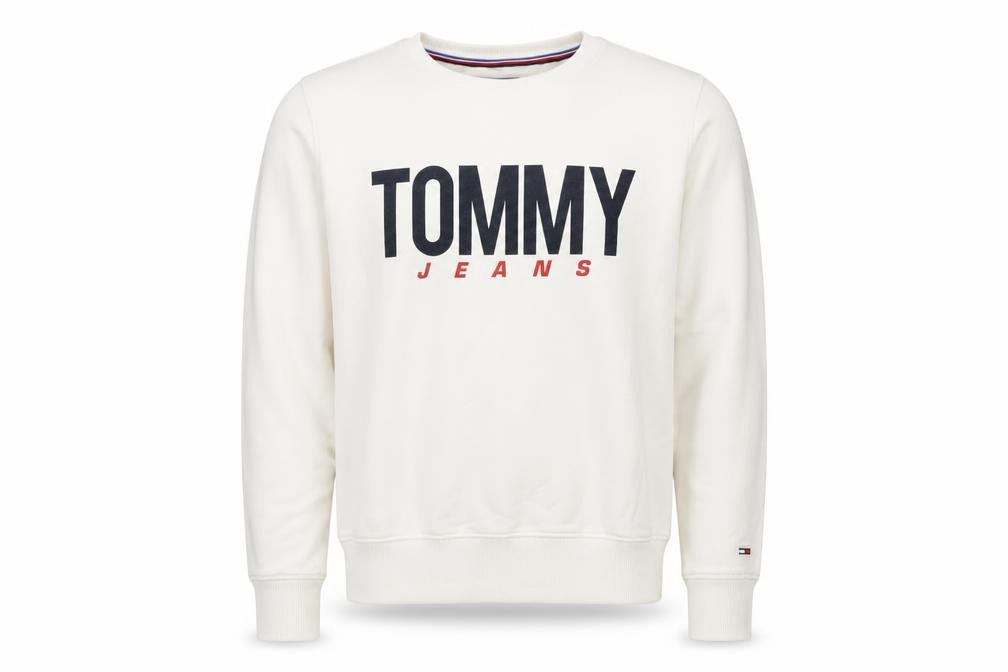Front view of Tommy Jeans Men's White jumper S