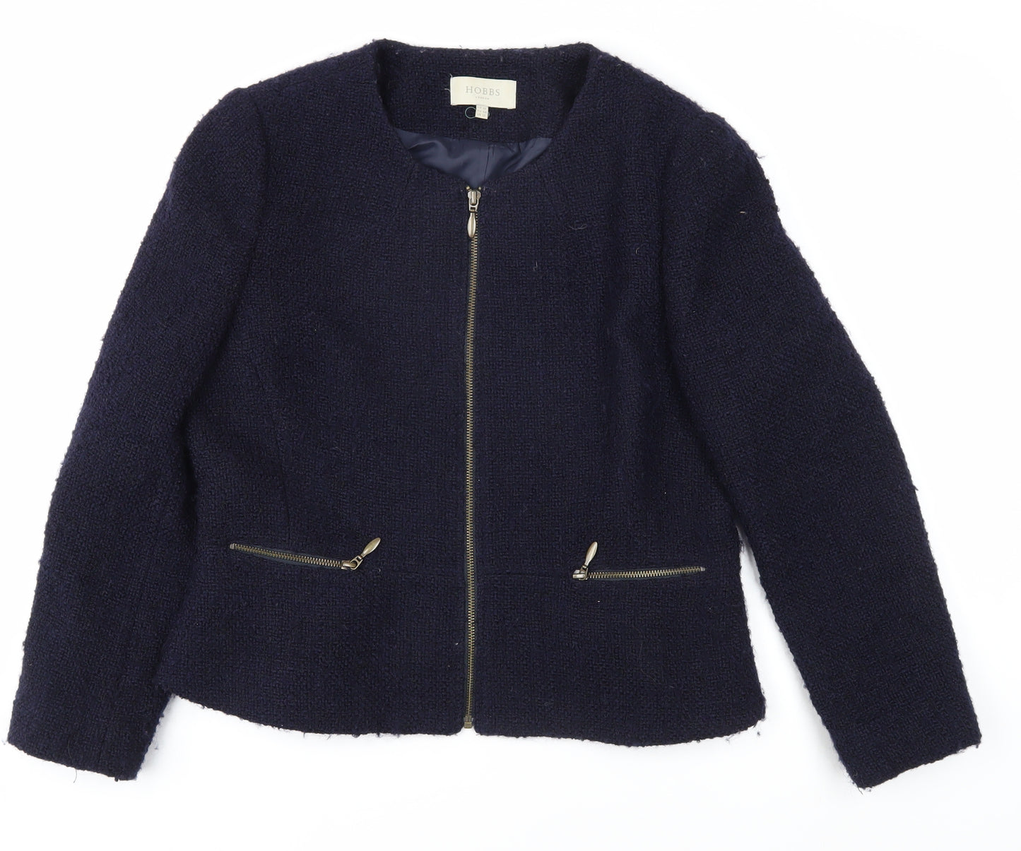 Hobbs Women's Black Tweed Jacket Zip Size 16