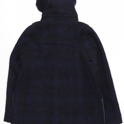 Fat Face Women's Black Hooded Wool Duffel Coat, Size 12