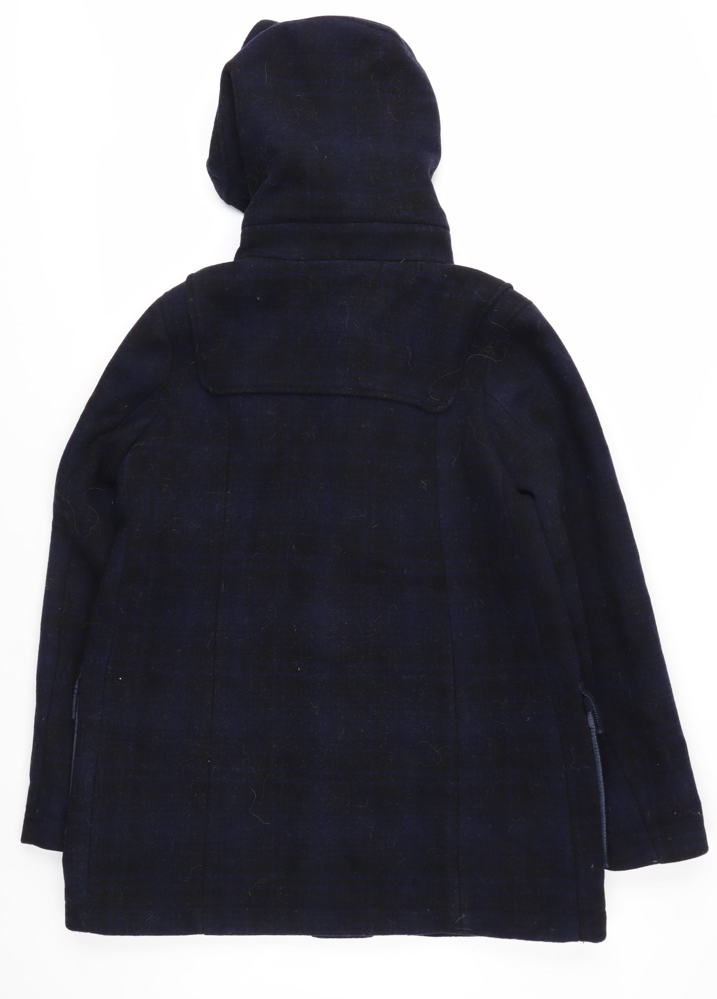 Fat Face Women's Black Hooded Wool Duffel Coat, Size 12