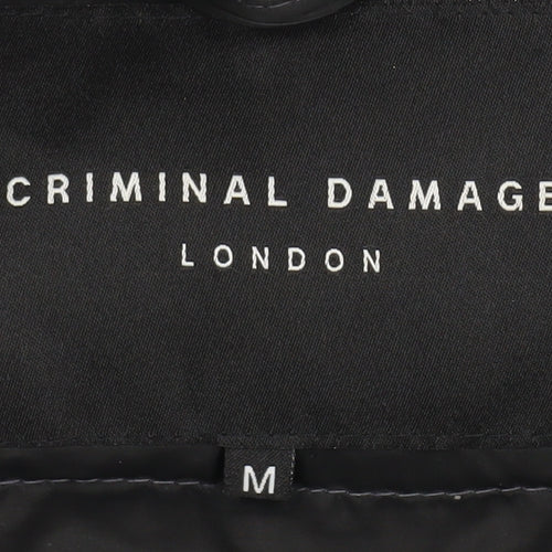 Criminal Damage Men's Grey Puffer Jacket M Hooded