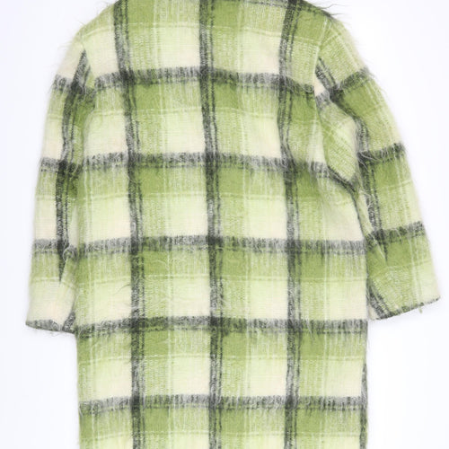 Lucia Women's Green Plaid Wool Coat - Size 10