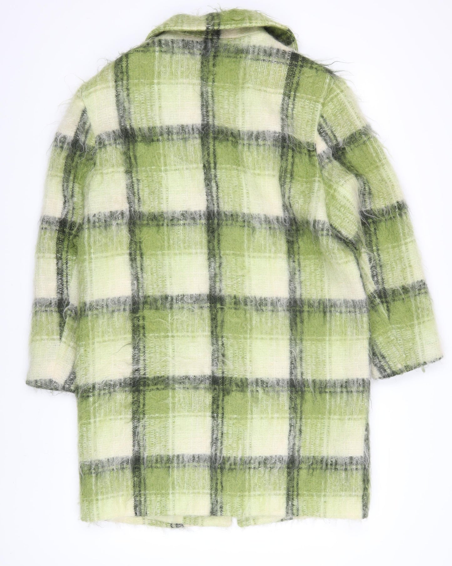 Lucia Women's Green Plaid Wool Coat - Size 10