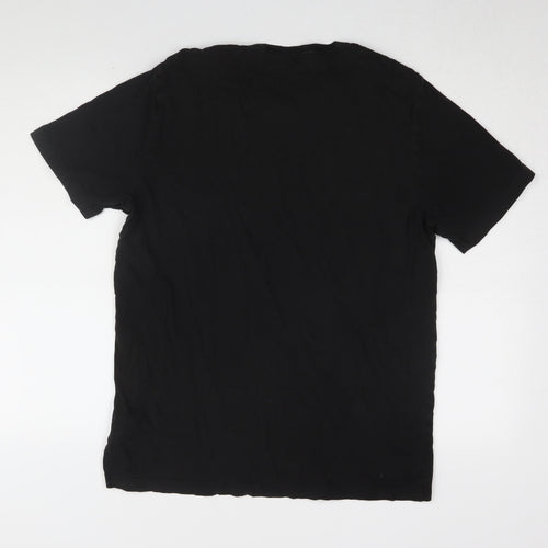 Puma Men's Black Cotton Logo T-Shirt, Size L
