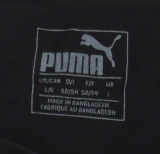 Puma Men's Black Cotton Logo T-Shirt, Size L