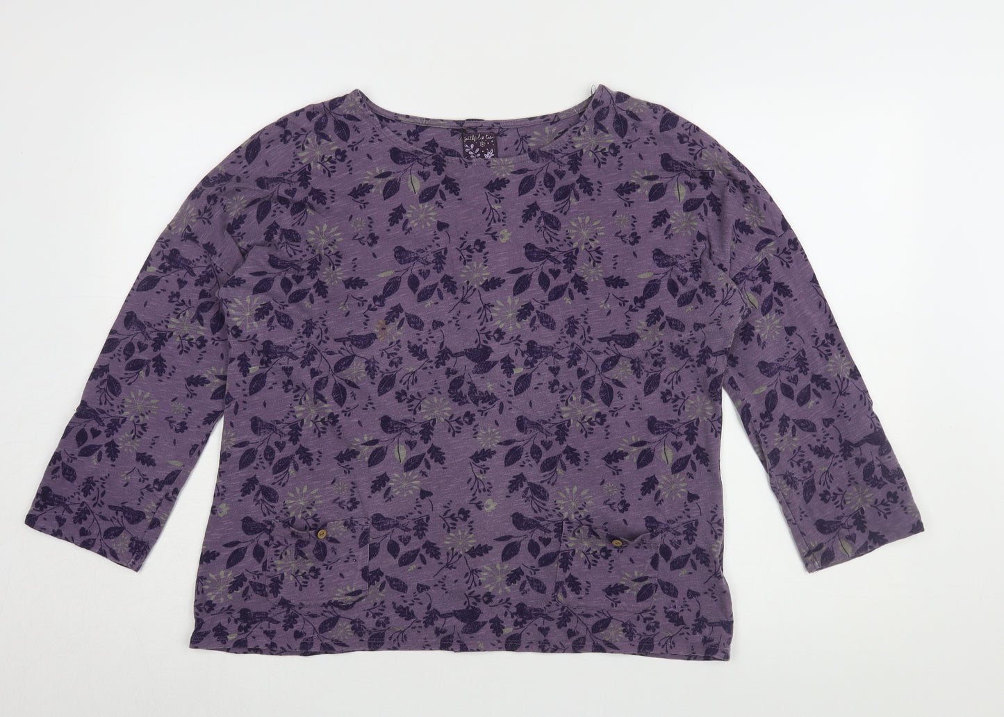 Mantaray Women's Purple Floral Top Size 16 Relaxed Fit