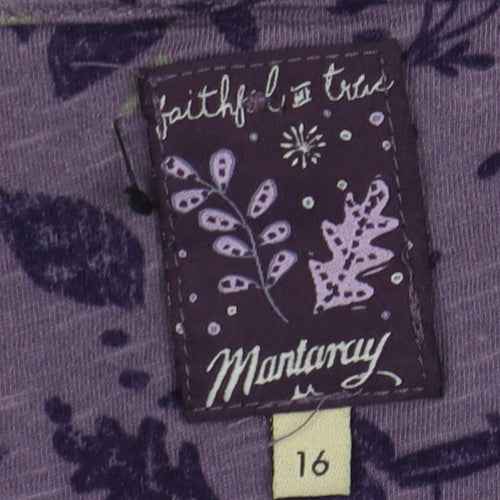 Mantaray Women's Purple Floral Top Size 16 Relaxed Fit