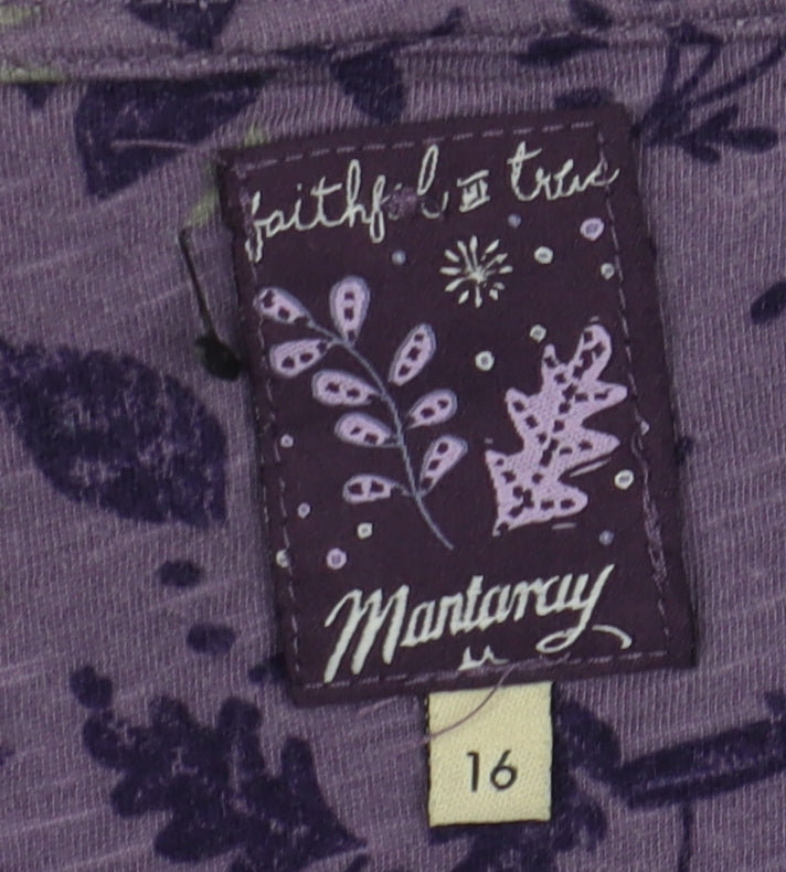 Mantaray Women's Purple Floral Top Size 16 Relaxed Fit