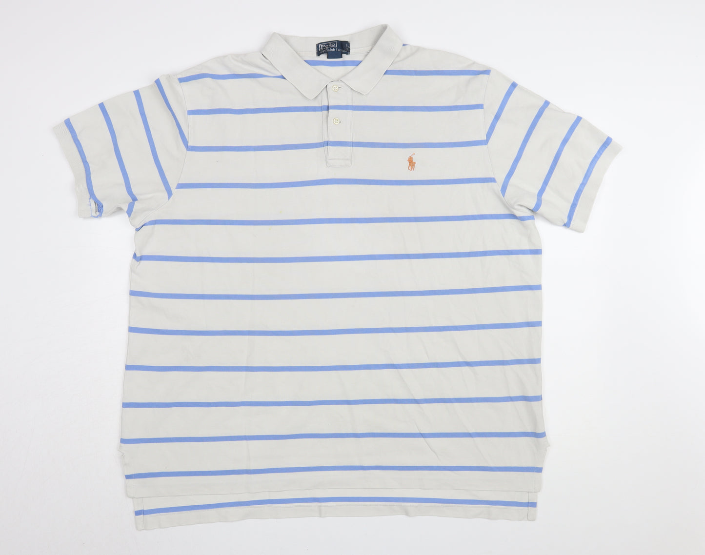 Ralph Lauren Men's Beige 2XL Striped Polo Shirt