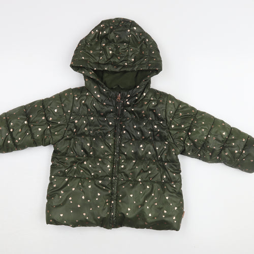 Canada House Girls Green Heart Puffer Jacket 24M
