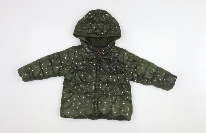 Canada House Girls Green Heart Puffer Jacket 24M