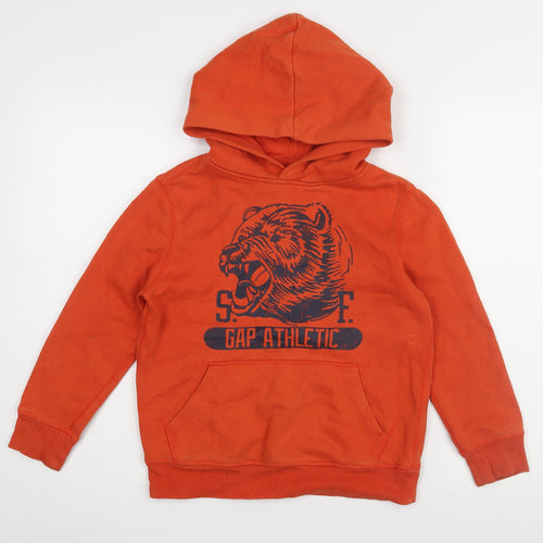 GAP Boys Orange Pullover Hoodie M with Logo, Sports Casual