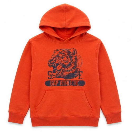 GAP Boys Orange Pullover Hoodie M with Logo, Sports Casual