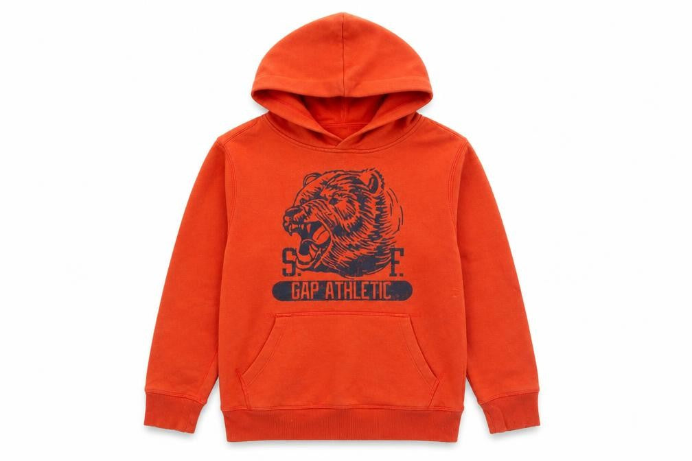 GAP Boys Orange Pullover Hoodie M with Logo, Sports Casual