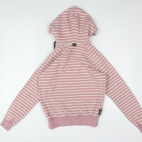 Joules Women's Pink Striped Pullover Hoodie - Size 8
