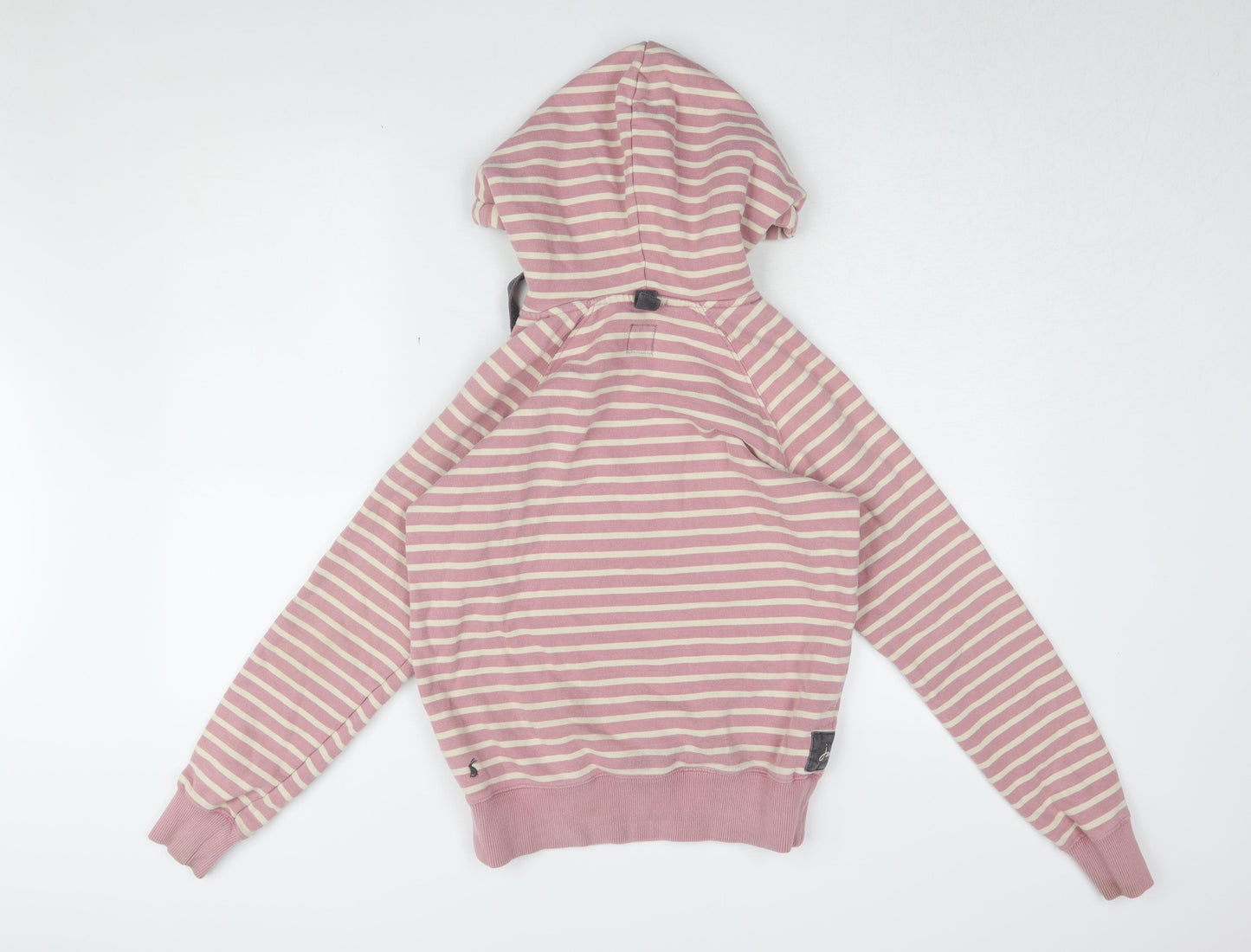Joules Women's Pink Striped Pullover Hoodie - Size 8
