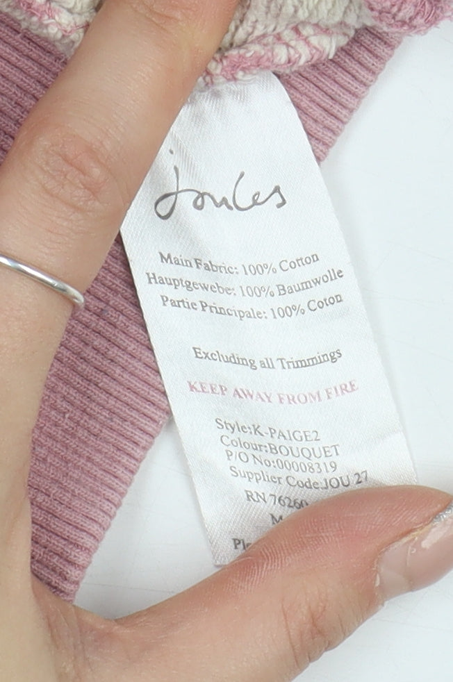 Joules Women's Pink Striped Pullover Hoodie - Size 8