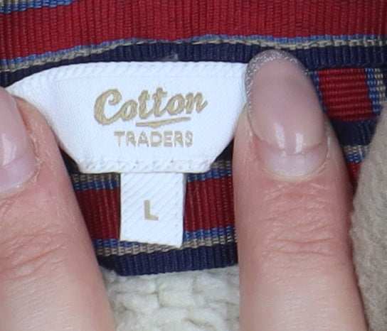 Cotton Traders Men's Beige Hooded Jacket L Fleece