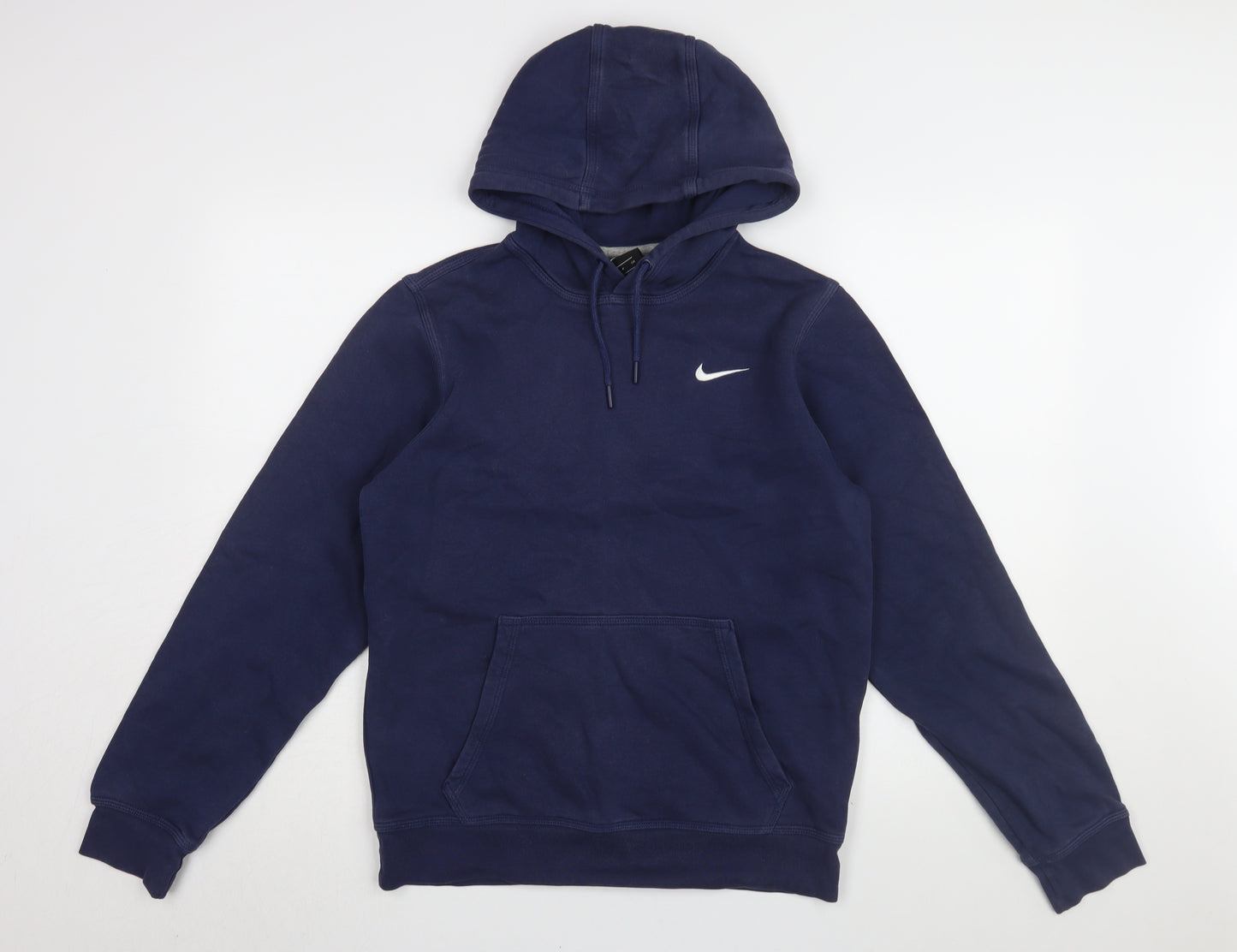 Nike Men's Blue Pullover Hoodie - Size S, Hooded & Logo