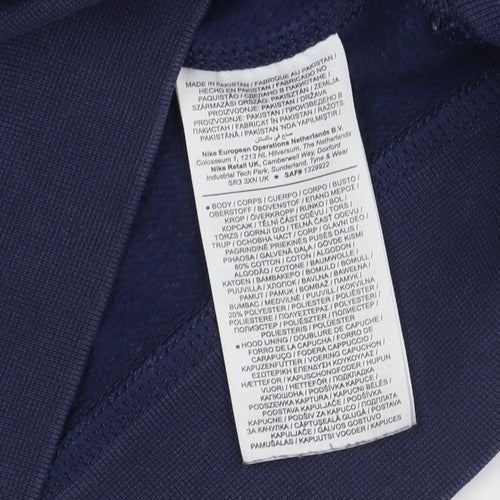 Nike Men's Blue Pullover Hoodie - Size S, Hooded & Logo