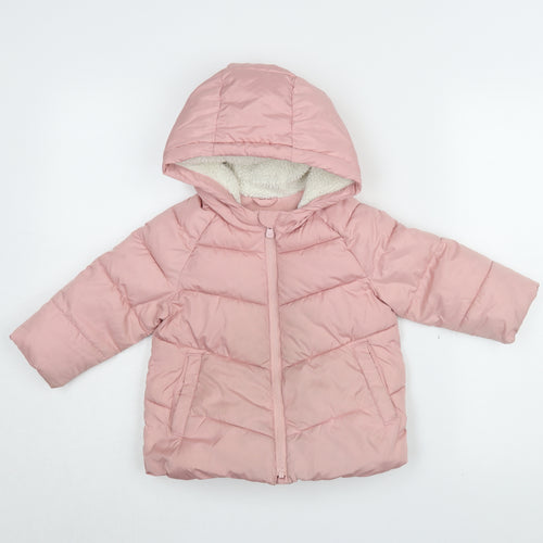 Gap Girls Pink Puffer Jacket, 2 Years, Hooded, Quilted