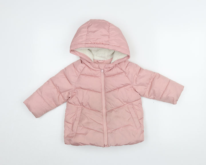 Gap Girls Pink Puffer Jacket, 2 Years, Hooded, Quilted