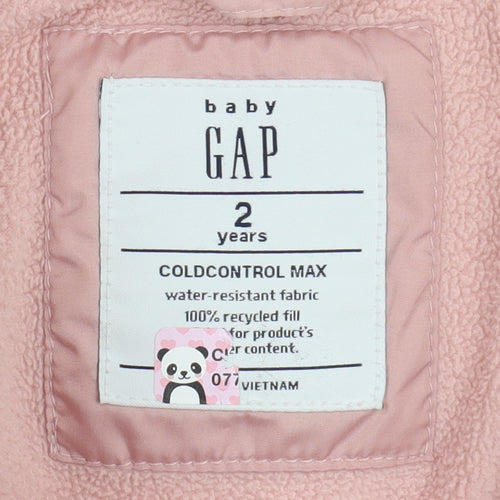 Gap Girls Pink Puffer Jacket, 2 Years, Hooded, Quilted