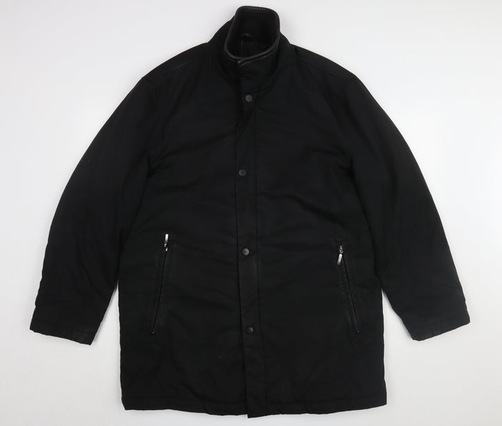 Guise Men's Black Overcoat Size M with Zipped Pockets