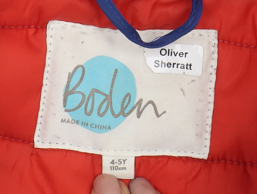 Boden Boys Blue Puffer Jacket 4-5 Years Hooded