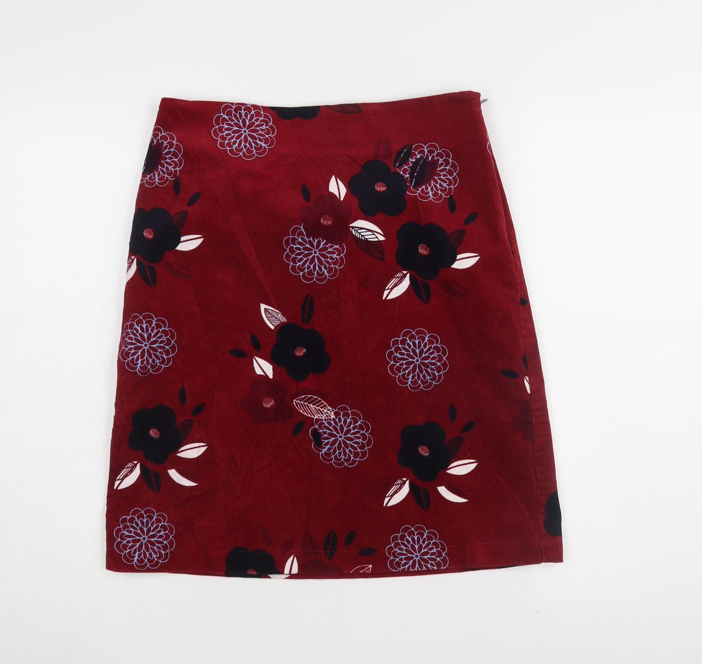 White Stuff Women's Red Floral Pencil Skirt, Size 8