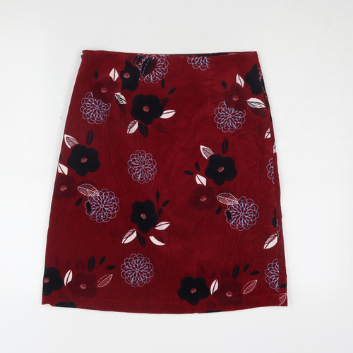 White Stuff Women's Red Floral Pencil Skirt, Size 8