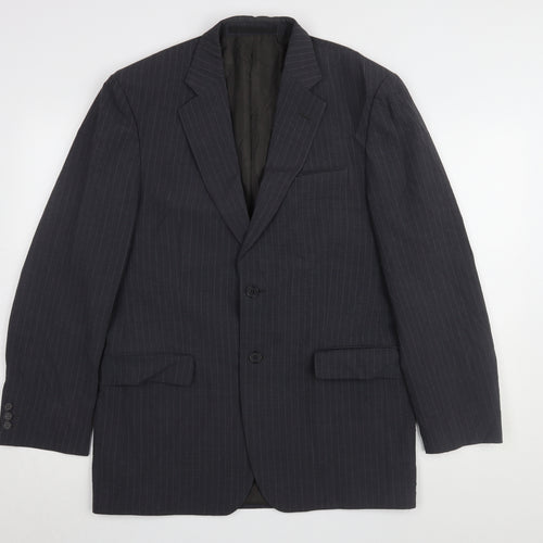 Marks & Spencer Grey Men's Blazer, Size 38R, Striped