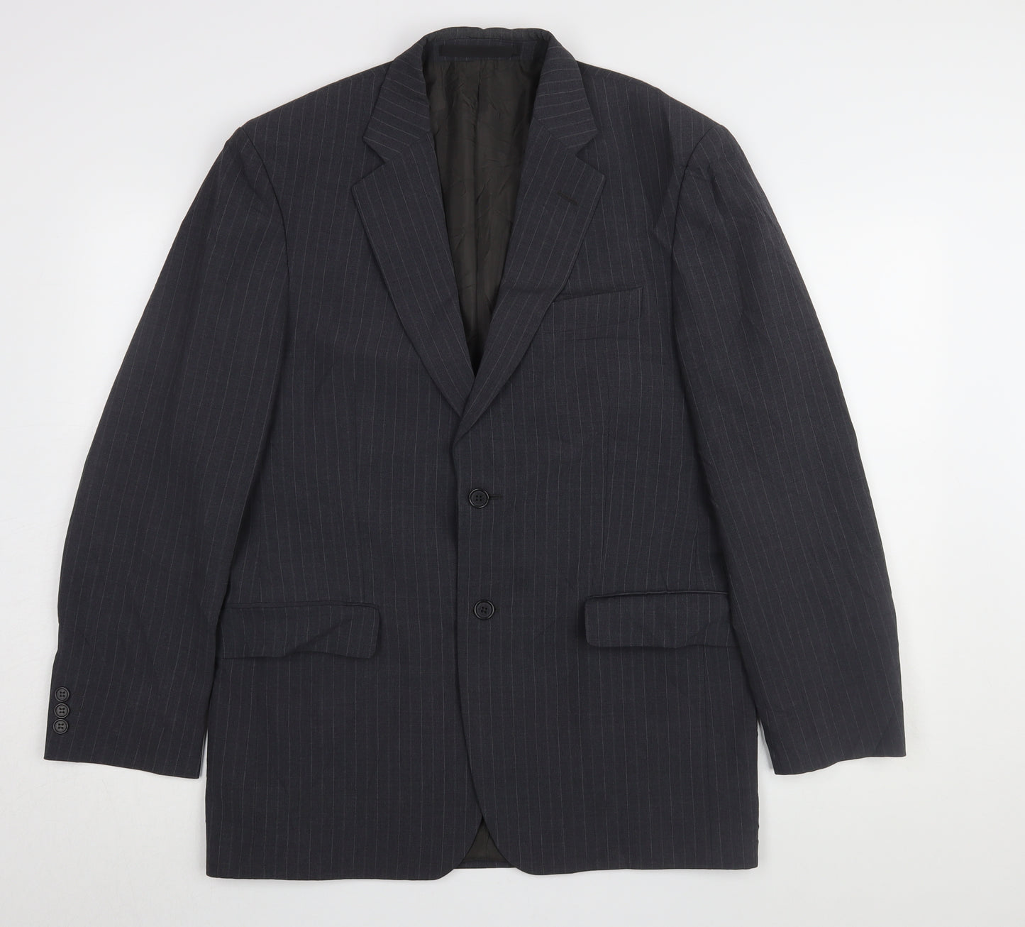 Marks & Spencer Grey Men's Blazer, Size 38R, Striped